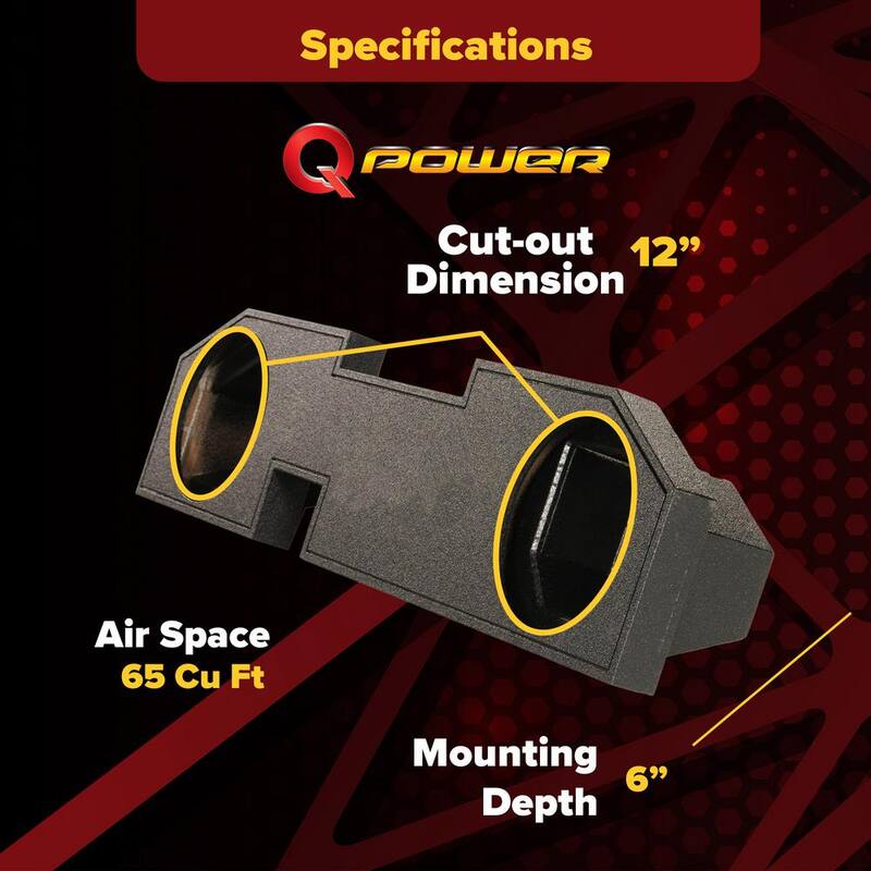 Q POWER Dodge Ram Quad Cab '02-Newer Dual 12 in. Subwoofer Box Sub Enclosure - QBOMB-DODGE12-4DR