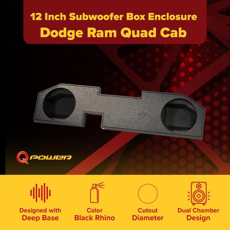 Q POWER Dodge Ram Quad Cab '02-Newer Dual 12 in. Subwoofer Box Sub Enclosure - QBOMB-DODGE12-4DR