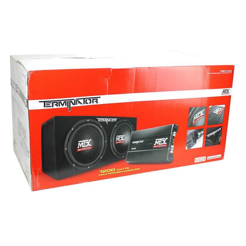 MTX TNP212D2 12 in. 1200-Watt Dual Loaded Car Subwoofer Audio with Sub Box and Amplifier - TNP212D2