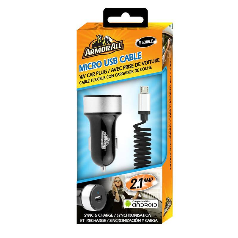 Armor All 2.1 Amp Car Charger with Micro Cable - AAC8-0101-BLK