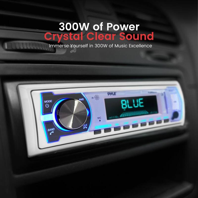 Etokfoks 12v Single DIN Style Boat In dash Bluetooth Stereo Radio Receiver System Remote Control with Built-in Mic Digital LCD. - MLSA04-4LT117