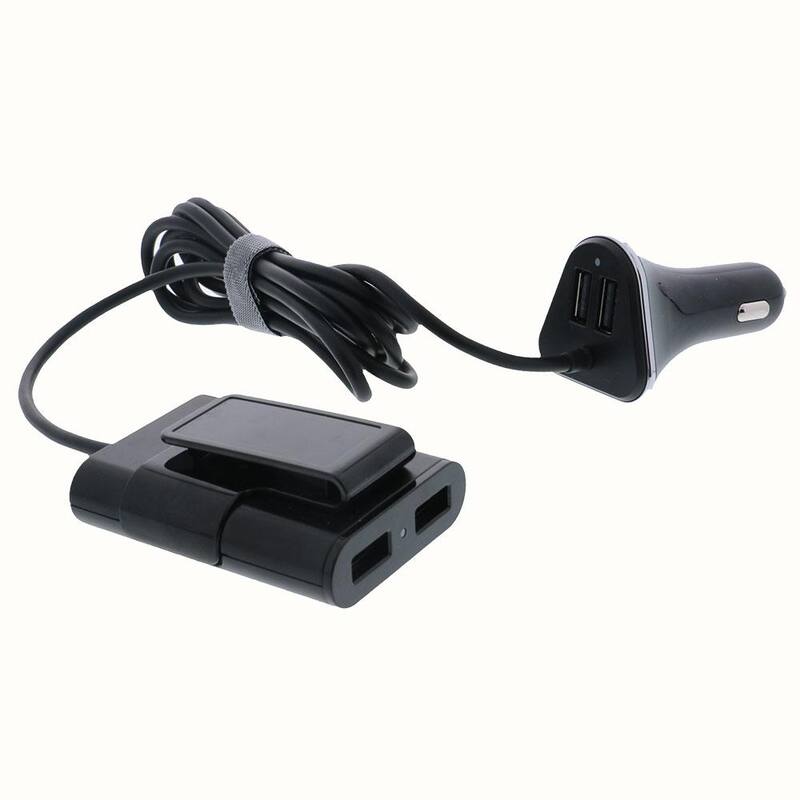 Armor All 4 Port Car Charger with Hub - ACC8-1006-BLK