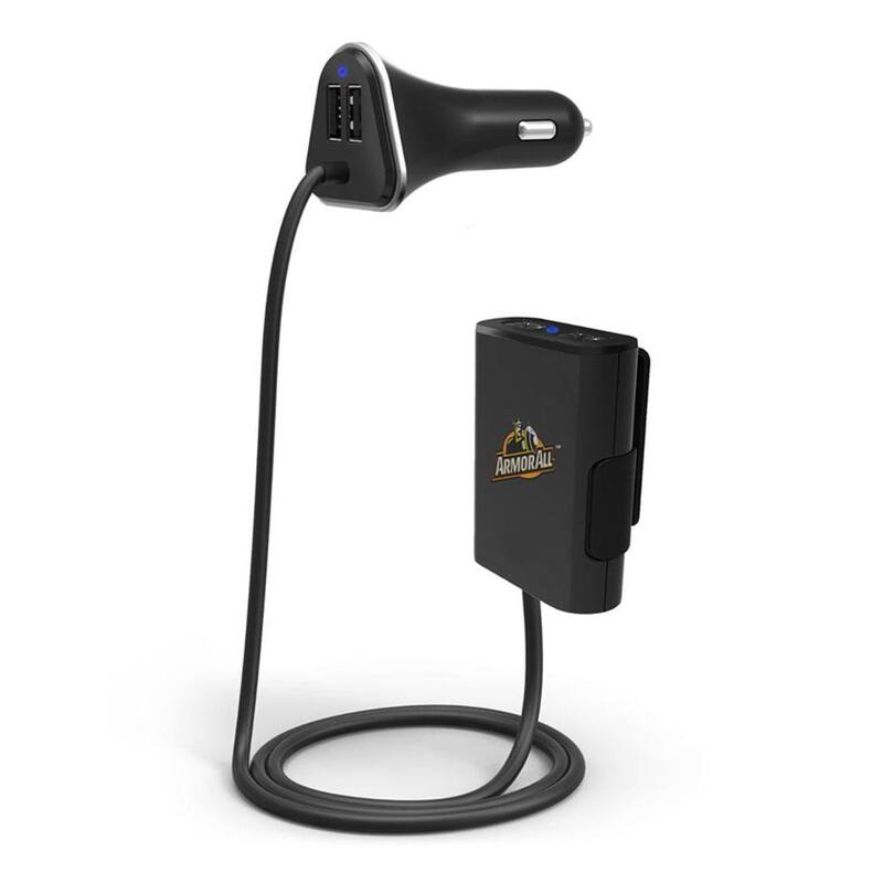 Armor All 4 Port Car Charger with Hub - ACC8-1006-BLK