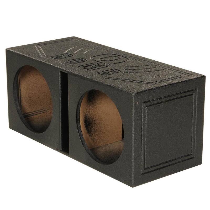 Q POWER 10-Volt Dual 10 in. Vented Port Subwoofer Sub Box with Bedliner Spray - QBOMB10V