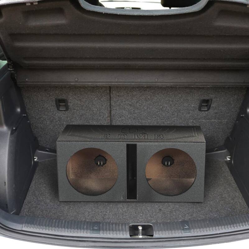 Q POWER 10-Volt Dual 10 in. Vented Port Subwoofer Sub Box with Bedliner Spray - QBOMB10V