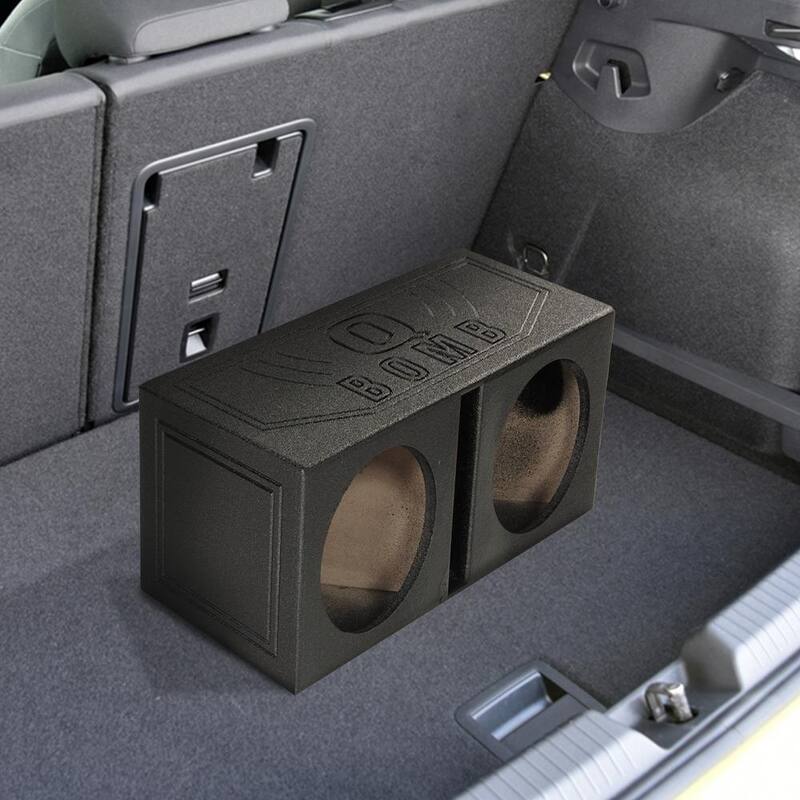Q POWER 10-Volt Dual 10 in. Vented Port Subwoofer Sub Box with Bedliner Spray - QBOMB10V