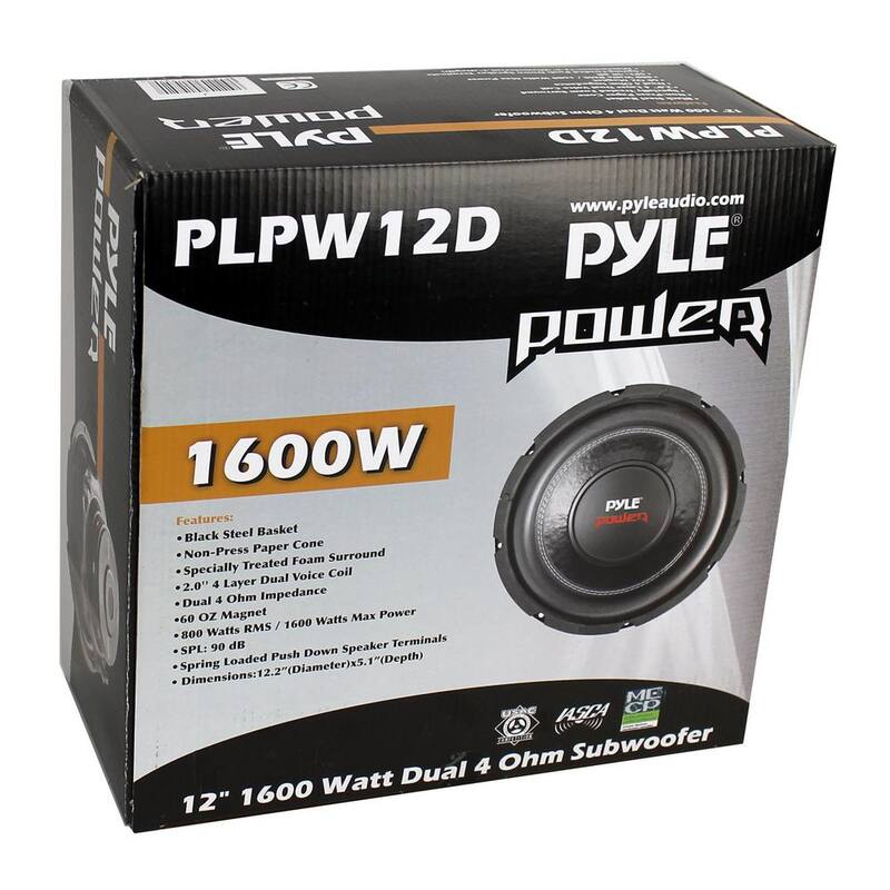 Pyle 12 in. 1600-Watt 4Ohm DVC Black Car Stereo Audio Power Subwoofer Dual Coil (3-Pack) - 3 x PLPW12D
