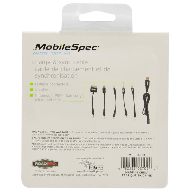 MobileSpec 3 ft. Mini, Micro, Samsung, PSP and Nintendo to USB Charge and Sync Cabl - MBS06991
