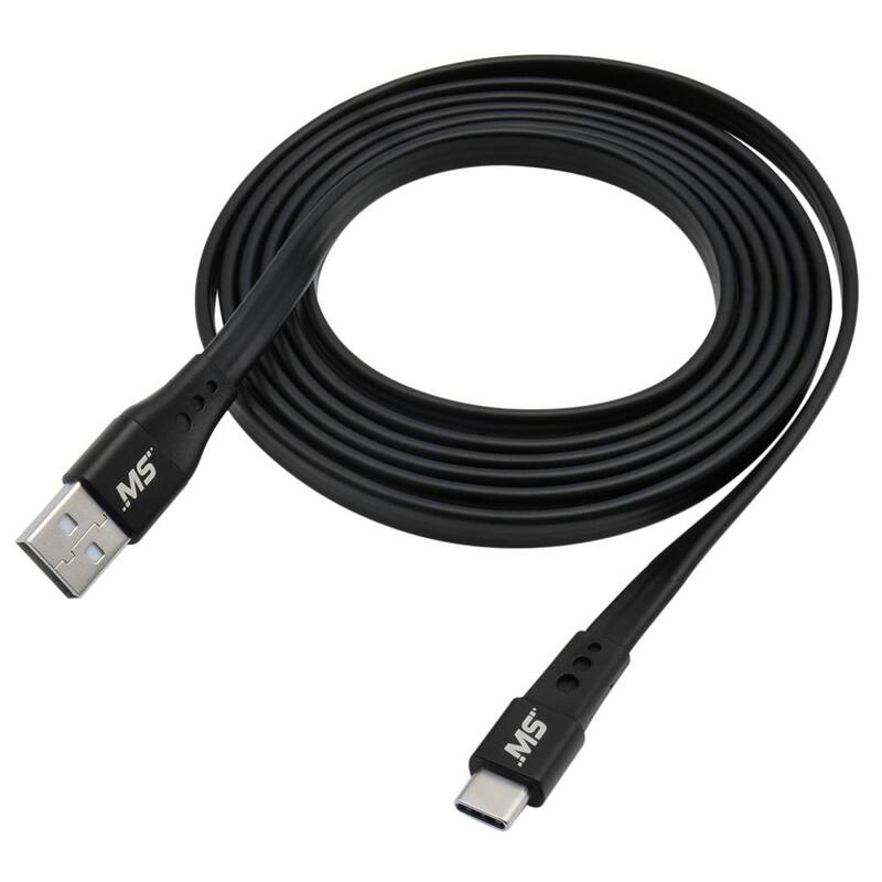 MobileSpec 6 ft. USB-C to USB Charge and Sync Flat Cable in Black - MBS06301