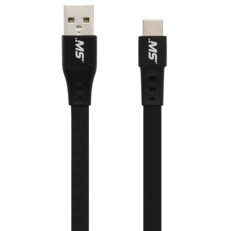 MobileSpec 6 ft. USB-C to USB Charge and Sync Flat Cable in Black - MBS06301