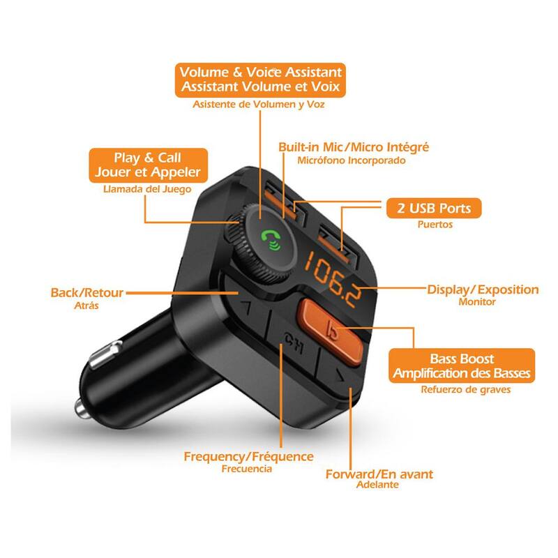Unbranded Armor All BT FM Transmitter and Car Charger - AHF9-1010-BLK
