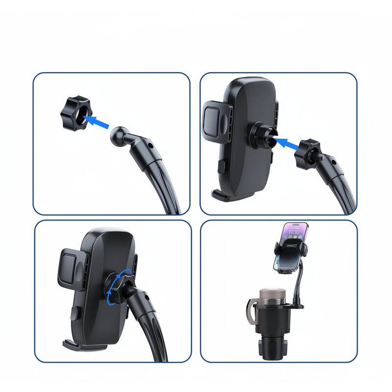 Lukyamzn 2-in-1 Car Cup Phone Holder Automotive Drink Holder with 360° Rotating Gooseneck Phone Mount Fit for Most Phones & Cups - SA2127B003