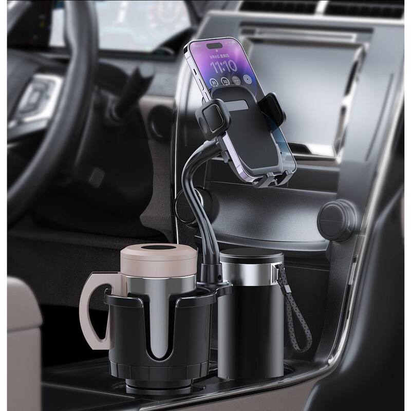 Lukyamzn 2-in-1 Car Cup Phone Holder Automotive Drink Holder with 360° Rotating Gooseneck Phone Mount Fit for Most Phones & Cups - SA2127B003