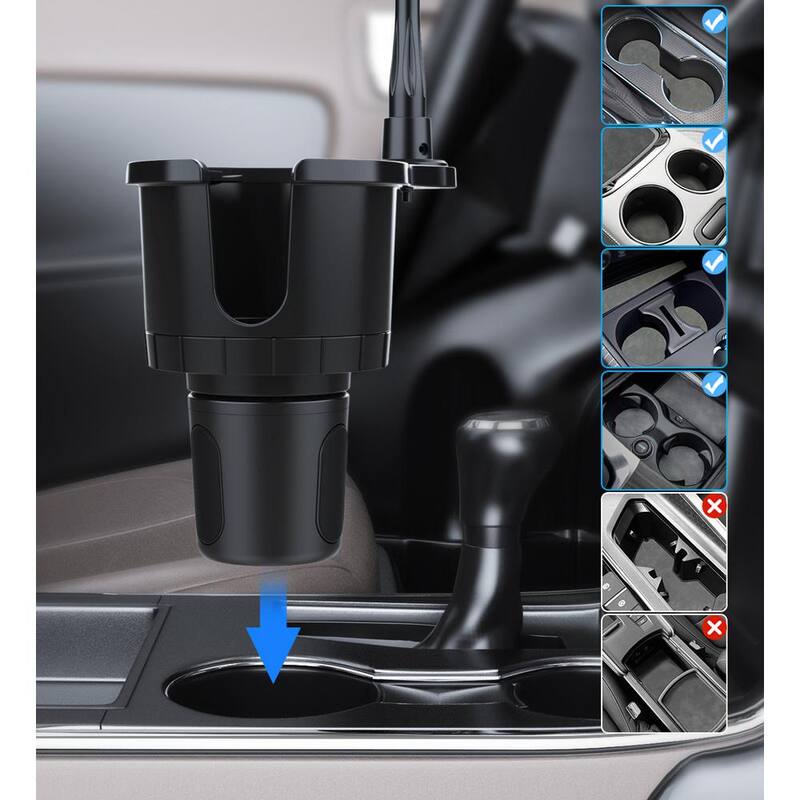 Lukyamzn 2-in-1 Car Cup Phone Holder Automotive Drink Holder with 360° Rotating Gooseneck Phone Mount Fit for Most Phones & Cups - SA2127B003