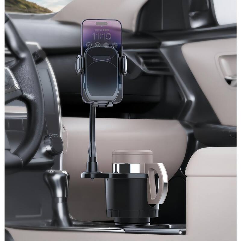 Lukyamzn 2-in-1 Car Cup Phone Holder Automotive Drink Holder with 360° Rotating Gooseneck Phone Mount Fit for Most Phones & Cups - SA2127B003
