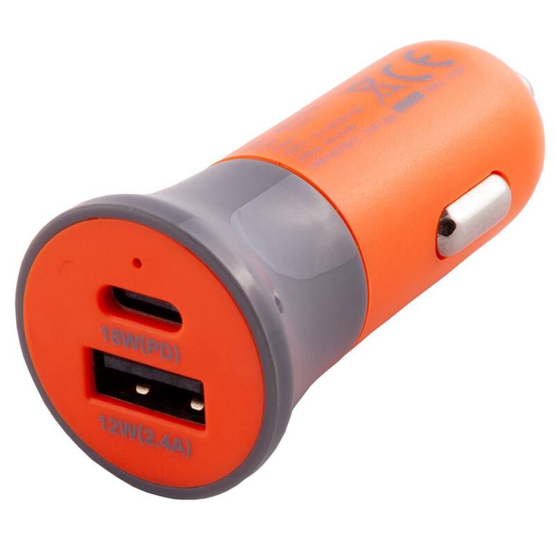 MobileSpec Hi-Vis Dual Port 30-Watt DC Charger in Orange - MBSHVDC02