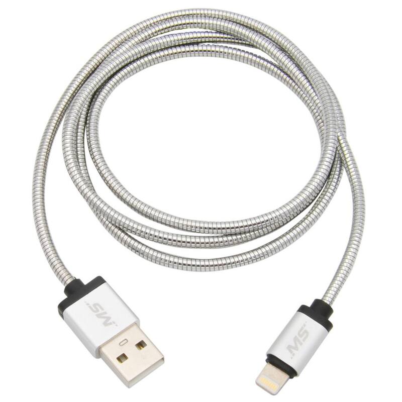 Mobile Spec 3 ft. Lightning to USB Charge and Sync Metal Cable, Silver to USB Charge and Syn - MBS06277