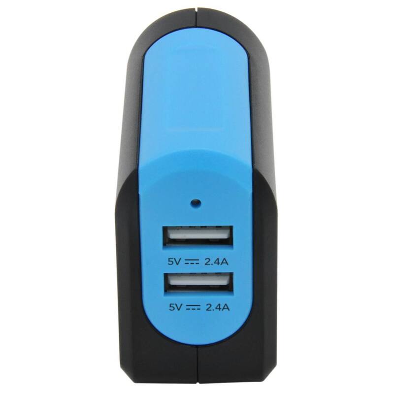 MobileSpec AC Dual 2.4 Amp and 2.4 Amp USB Charger in Black/Blue - MBS01202