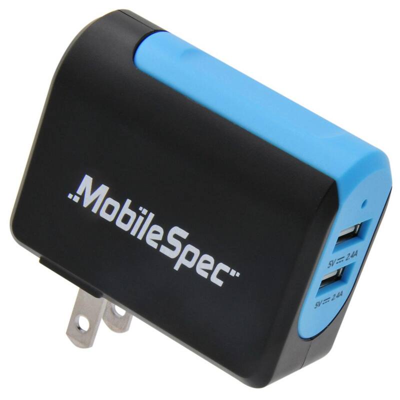 MobileSpec AC Dual 2.4 Amp and 2.4 Amp USB Charger in Black/Blue - MBS01202