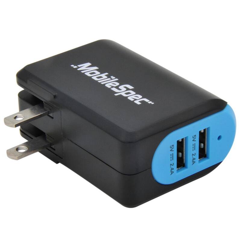 MobileSpec AC Dual 2.4 Amp and 2.4 Amp USB Charger in Black/Blue - MBS01202