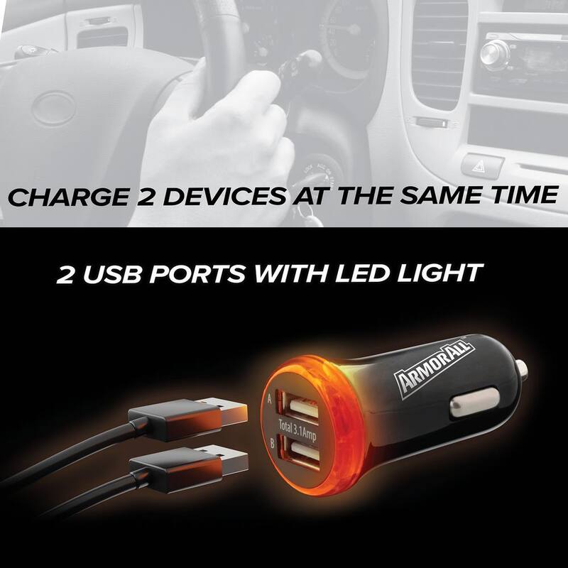 Armor All Cupholder Phone Charging Bundle, Adjustable Gooseneck and Car Charger 3.1 Amp - ECOM-1003-ORG