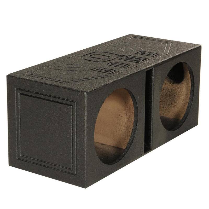 Q POWER Dual 8 in. Vented Port Subwoofer Sub Box with Bedliner Spray - QBOMB8V