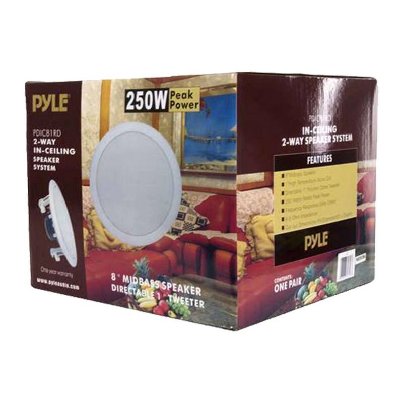 Pyle 8" Round Flush Mount Wall/Ceiling Home Speakers, 250W each, 4 pack - 2 x PDIC81RD