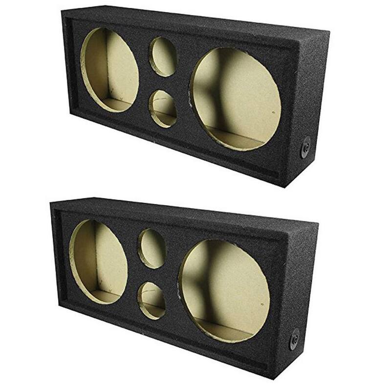 Q POWER Car Audio Subwoofer Box Chuchero For 10 in. Mids and 3 in. Tweeters (2-Pack) - 2 x CH103S