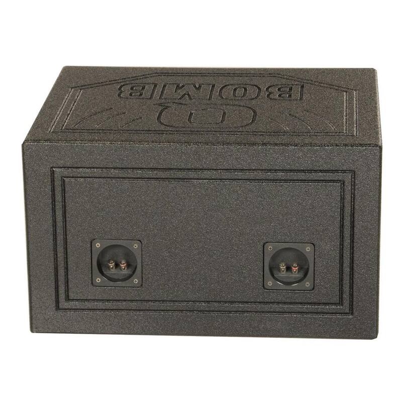 Q POWER 10TB Dual 10 in. Triangle Ported Subwoofer Box with Bedliner Spray - QBOMB10TB