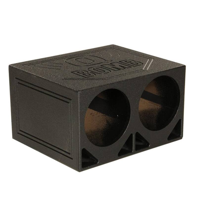 Q POWER 10TB Dual 10 in. Triangle Ported Subwoofer Box with Bedliner Spray - QBOMB10TB
