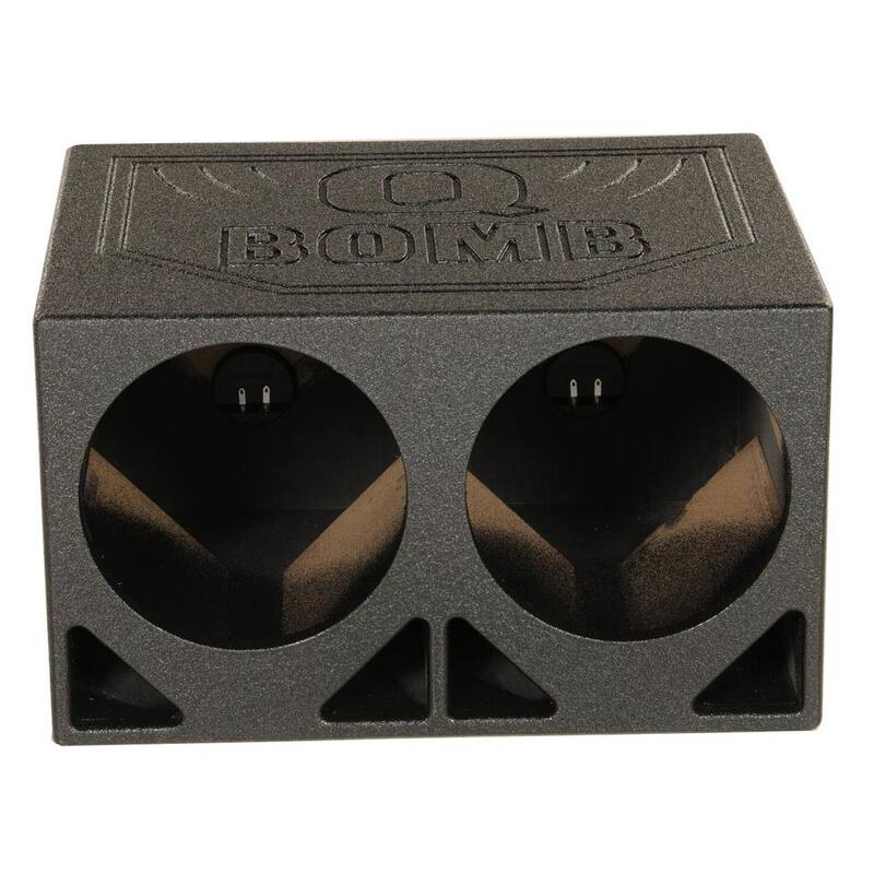 Q POWER 10TB Dual 10 in. Triangle Ported Subwoofer Box with Bedliner Spray - QBOMB10TB
