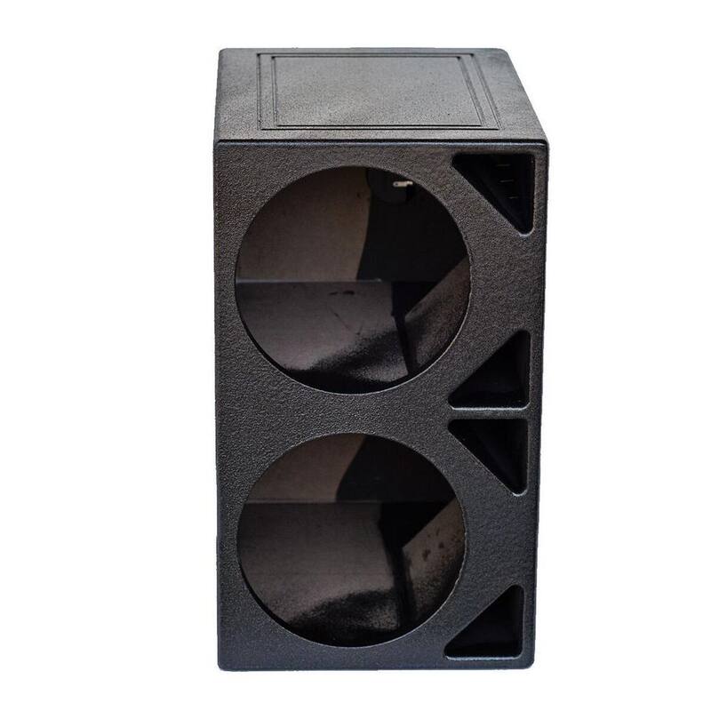 Q POWER 10TB Dual 10 in. Triangle Ported Subwoofer Box with Bedliner Spray - QBOMB10TB