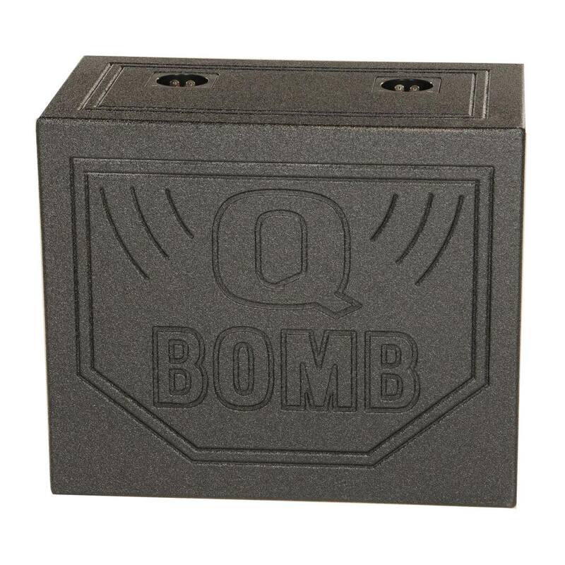 Q POWER 10TB Dual 10 in. Triangle Ported Subwoofer Box with Bedliner Spray - QBOMB10TB