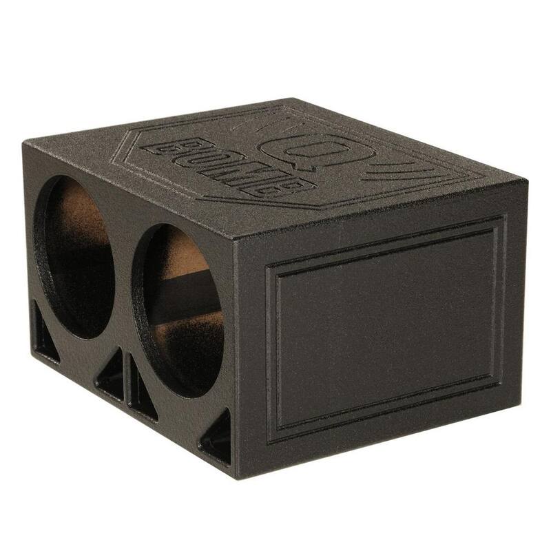 Q POWER 10TB Dual 10 in. Triangle Ported Subwoofer Box with Bedliner Spray - QBOMB10TB