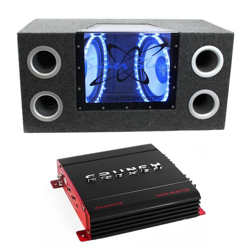 Unbranded 10 in. 1000-Watt Car Subs Box Subwoofers Bandpass Plus 1000-Watt 2-Channel Amp - BNPS102 + PX-1000.2