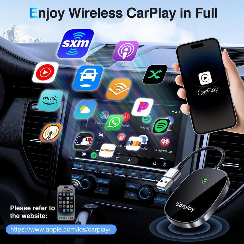 Etokfoks Wireless CarPlay Adapter 2024 Upgraded Plug and Play Car Play Wireless Adapter Compatible with iPhone, Black Finish - MLSA04-3LT192