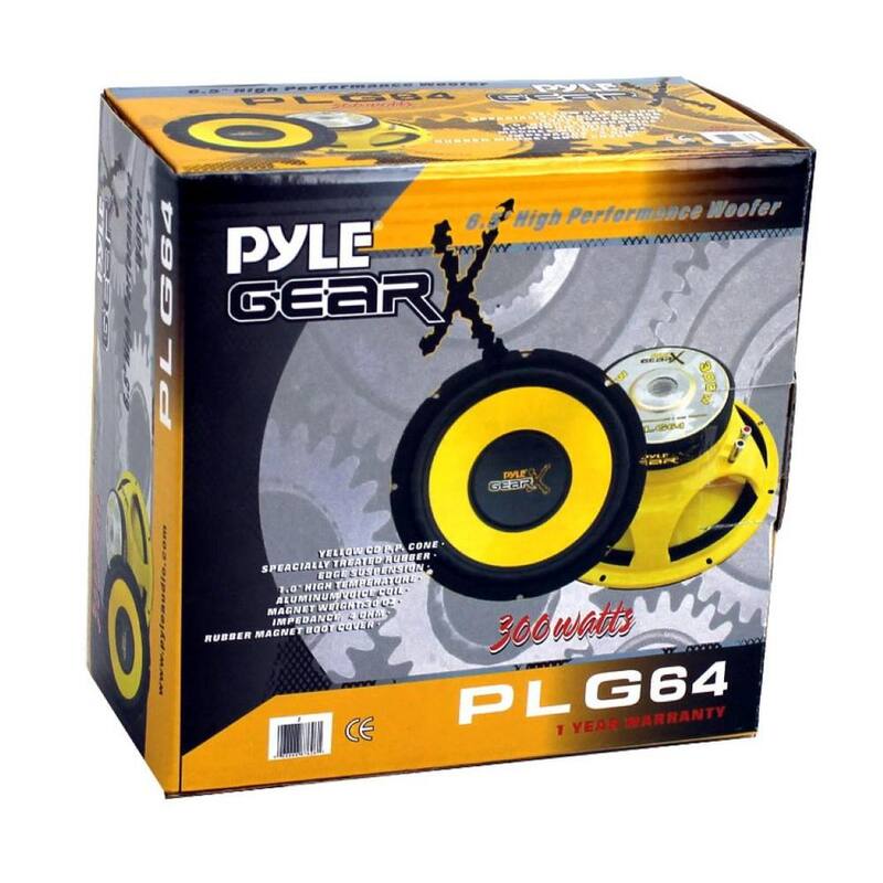Pyle 6.5 in. 300-Watt Car Mid Bass/Midrange Subwoofers Sub Power 2-Speakers - 2 x PLG64