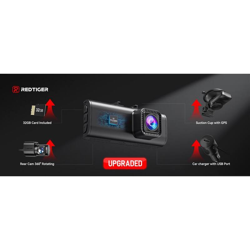 Ahfiwaso Dash Cam Front Rear, 4K/2.5K Full HD Dash Camera for Cars, Included 32GB Card, Built-in Wi-Fi GPS, 3.16 in. IPS Screen - 27CSA04-2038