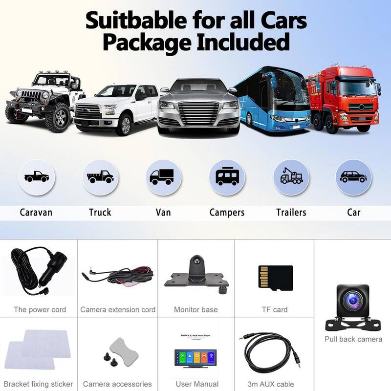 Ahfiwaso 9.3 in. Portable Wireless Apple Carplay Car StereoDisp.Screen GPS Nav. w Android Auto,Bluetooth,Google Assist,Voice Ctrl - 27CPH032004