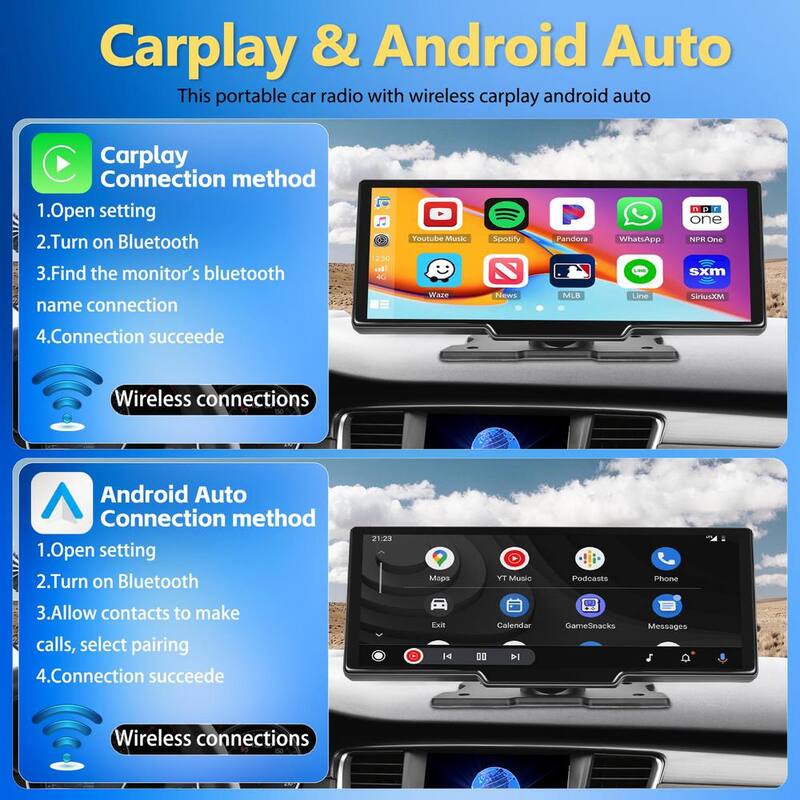 Ahfiwaso 9.3 in. Portable Wireless Apple Carplay Car StereoDisp.Screen GPS Nav. w Android Auto,Bluetooth,Google Assist,Voice Ctrl - 27CPH032004