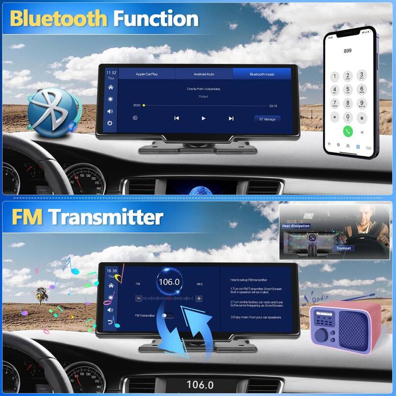 Ahfiwaso 9.3 in. Portable Wireless Apple Carplay Car StereoDisp.Screen GPS Nav. w Android Auto,Bluetooth,Google Assist,Voice Ctrl - 27CPH032004
