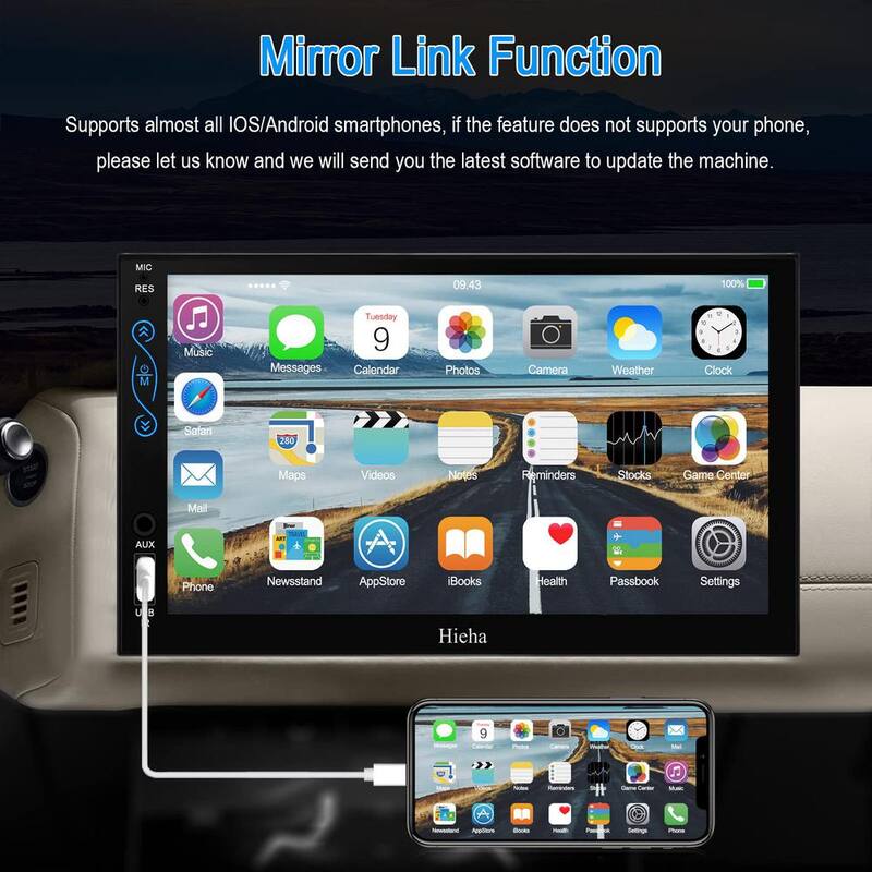 Ahfiwaso 7 in. Touch Screen Double Din Car Stereo w Bluetooth, MP5 Player,AV Input,SWC Compatible w AppleCarplay, AndroidAuto - 27CPH032001