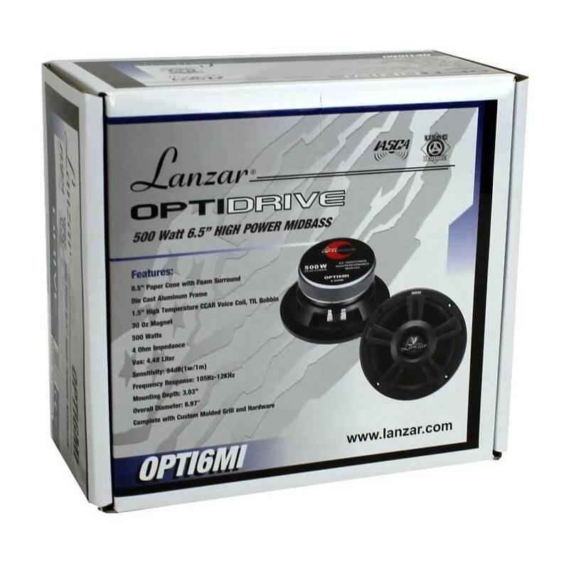 LANZAR OPTI6MI 6.5 in. 2000W Car Mid bass Mid Range Audio Power Speakers - 4 x OPTI6MI
