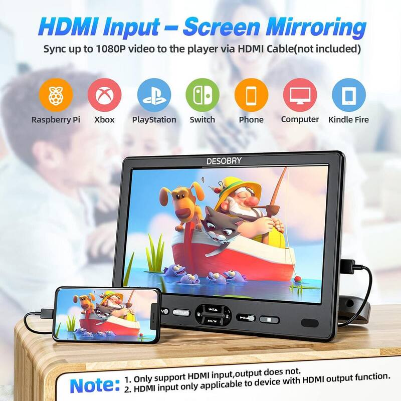 Etokfoks 10.5 in. Portable Car DVD Player with Suction-Type Disc in Dual Screen Headrest Mount 1080P Video HDMI USB/SD - MLSA04-3LT234