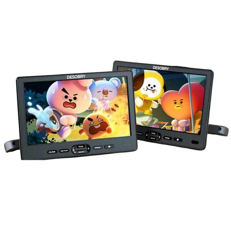 Etokfoks 10.5 in. Portable Car DVD Player with Suction-Type Disc in Dual Screen Headrest Mount 1080P Video HDMI USB/SD - MLSA04-3LT234