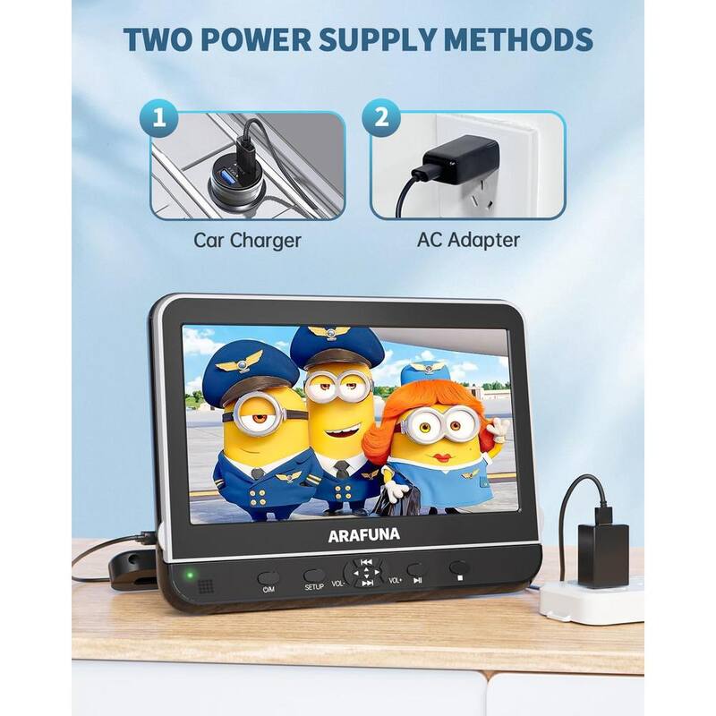 Etokfoks 10.51 in Portable DVD Player for Car Dual TV Screen 1080P Full HD HDMI Input w/Mounting Brackets and Headphones 2-Pack - MLSA04-3LT228