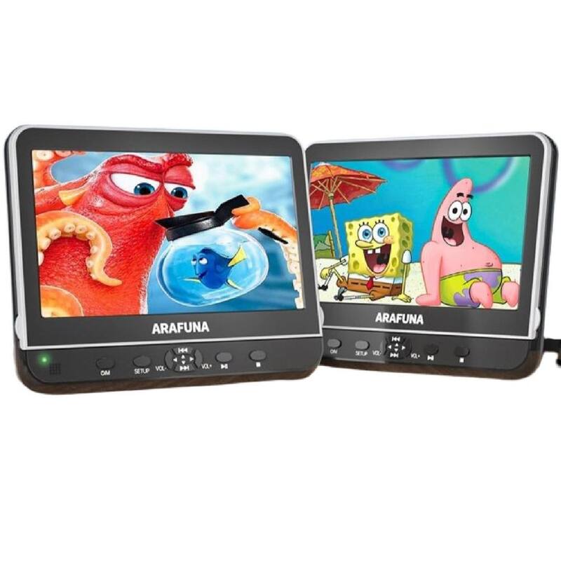 Etokfoks 10.51 in Portable DVD Player for Car Dual TV Screen 1080P Full HD HDMI Input w/Mounting Brackets and Headphones 2-Pack - MLSA04-3LT228