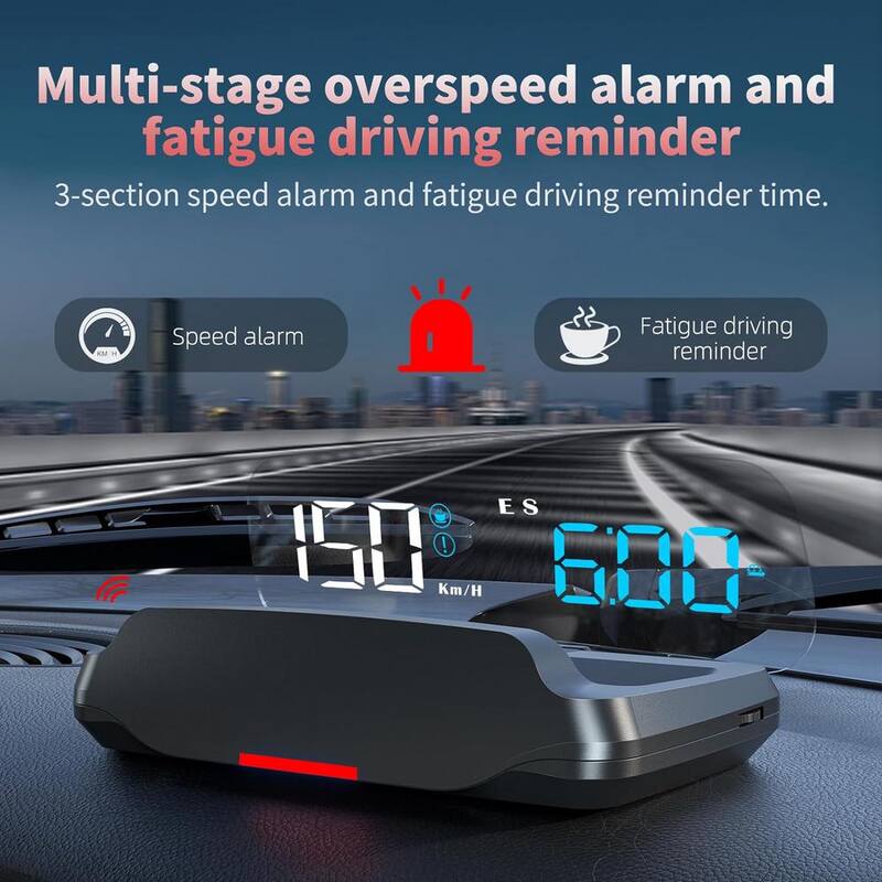 Etokfoks Heads Up Display Digital GPS Speedometer w/MPH Digital Speed/Time/Compass/Date/Altitude/Fatigued Alert/Overspeed Alert - MLSA04-3LT224