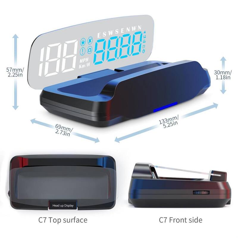 Etokfoks Heads Up Display Digital GPS Speedometer w/MPH Digital Speed/Time/Compass/Date/Altitude/Fatigued Alert/Overspeed Alert - MLSA04-3LT224