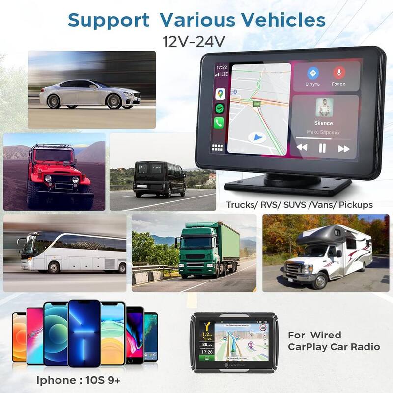 Etokfoks Portable Wireless Touchscreen Car Stereo Bluetooth 5.3-Voice Control 7 in. Apple Carplay Android Car Audio HD Screen - MLSA04-3LT218